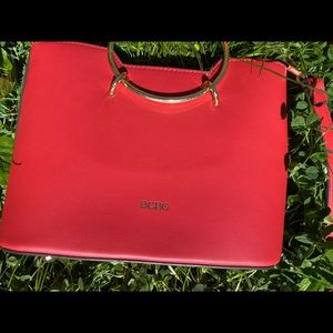BCBG Red purse with grey interior ❤️.